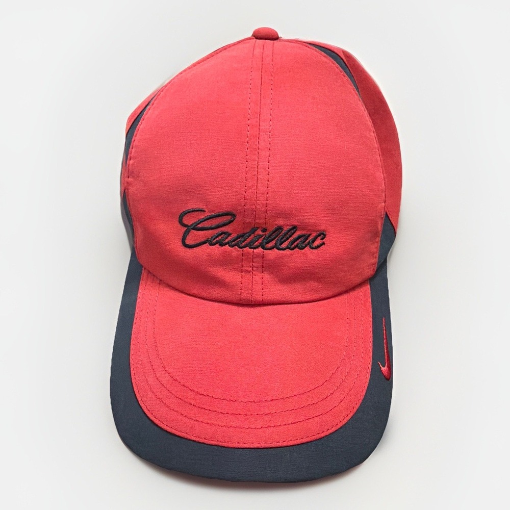 Vintage Cadillac Nike Golf Hat Cap Red Luxury Car Auto America's Legend USA